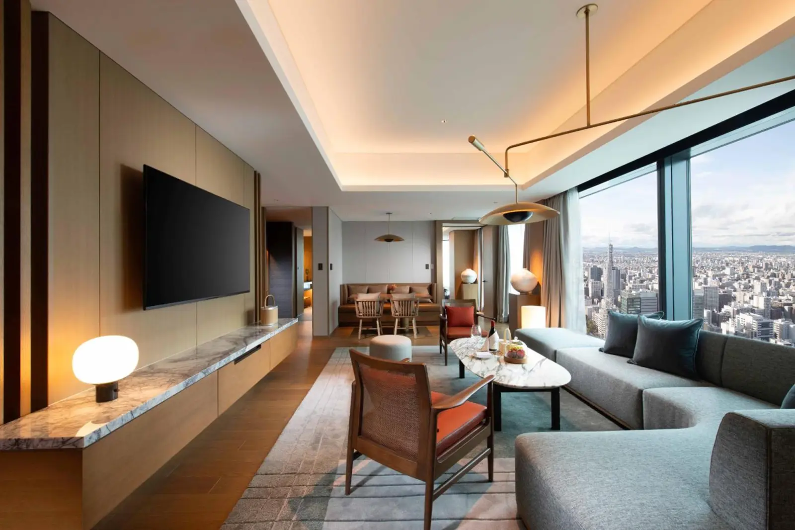 Luxurious living room in a suite at Conrad Nagoya