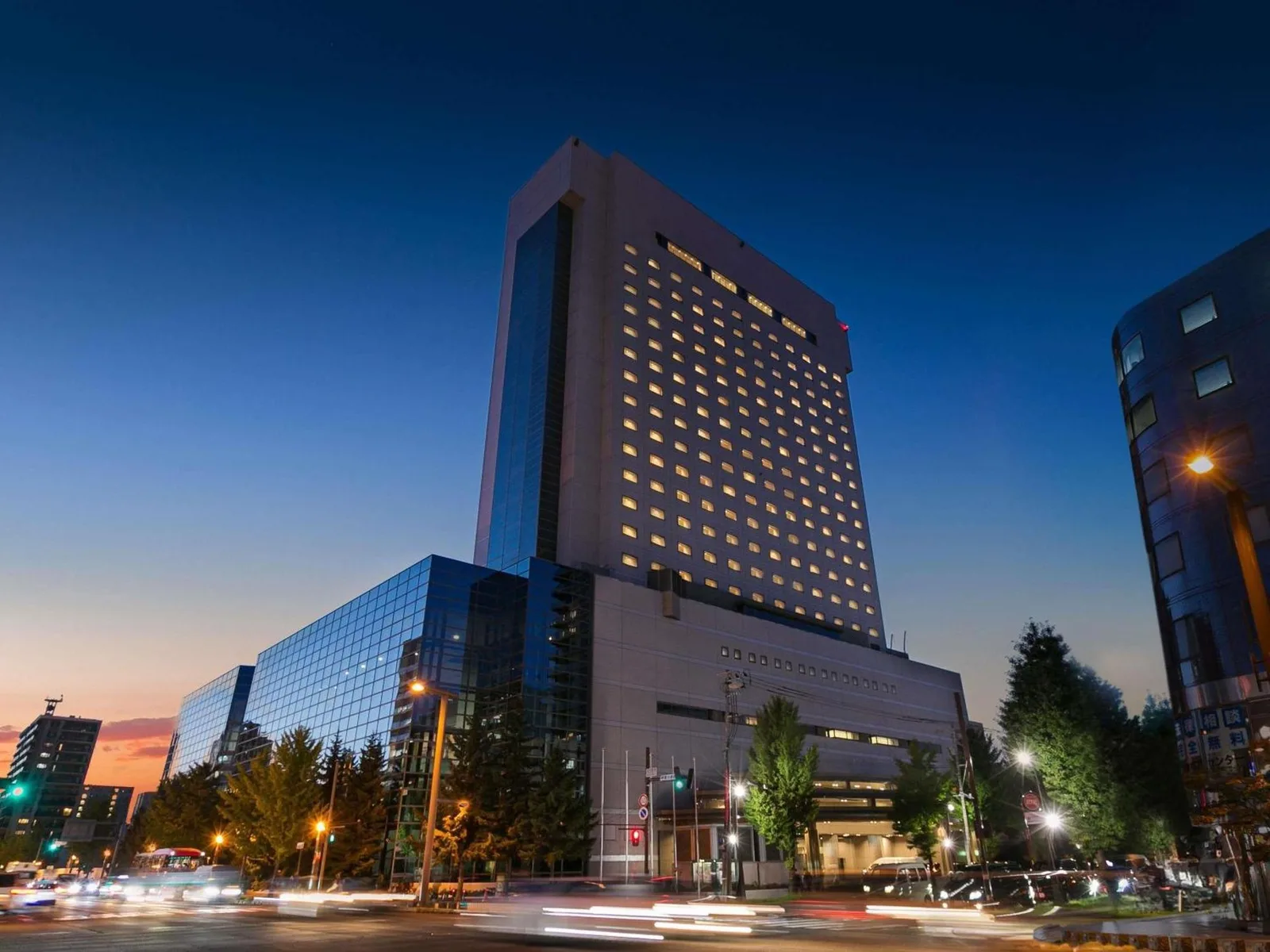 Grand Mercure Sapporo Odori Park exterior at dusk